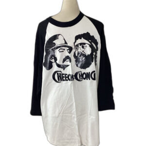 A.M.S. T-Shirt Men’s Size XL Color White Black Cheech & Chong Graphic L Sleeve